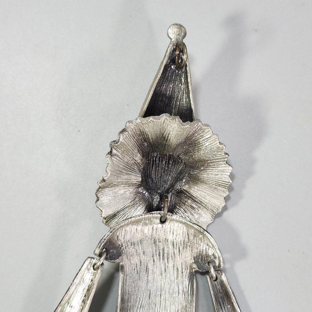 Pewter Circus Clown Articulated Jester Necklace Charm Statement Fashion Jewelry - Picture 10 of 11